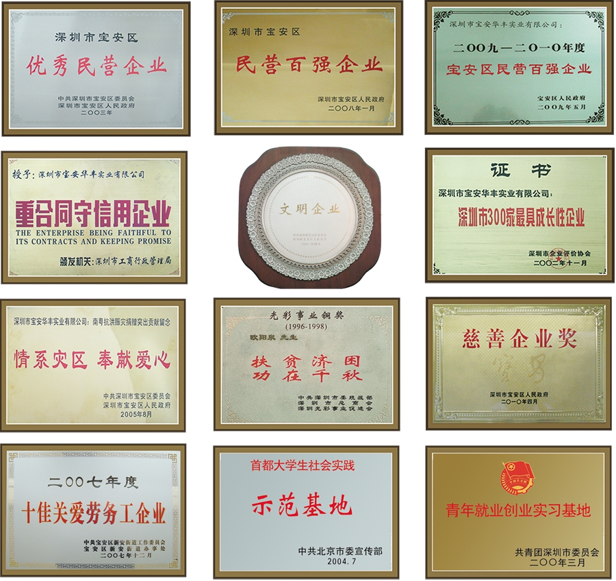 華豐企業(yè)榮譽(yù) 華豐企業(yè)榮譽(yù)